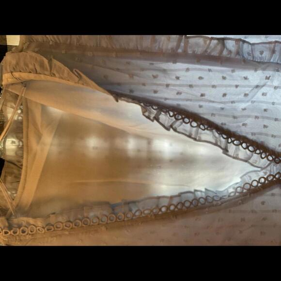 Unbranded Swiss Dot Light Blue Boho Blouse Size XL Ruffles and Crochet - Picture 5 of 10